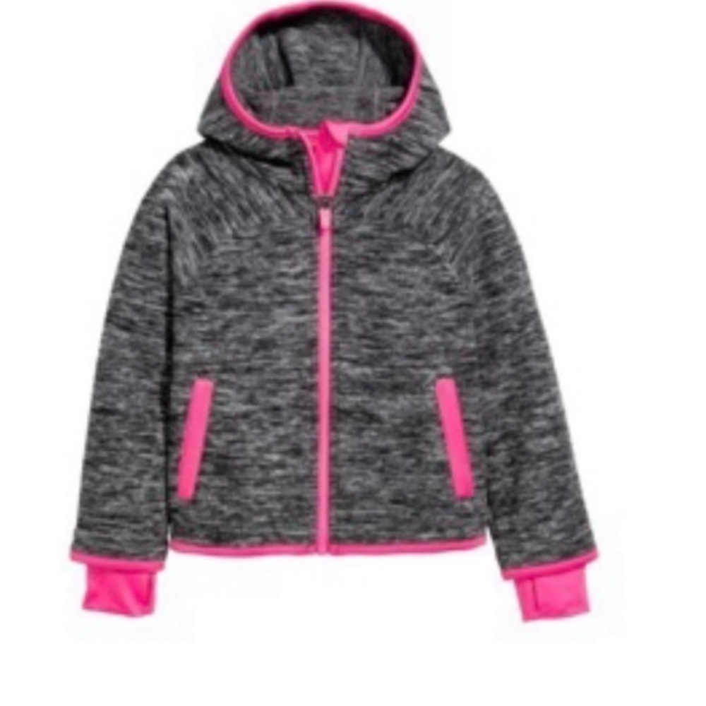 Grey and pink fleece zip up hoodie